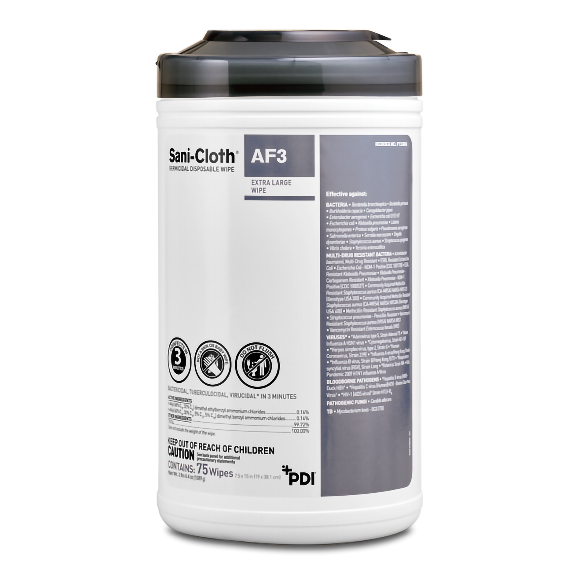 Wipes Surface Sani-Cloth® AF3 Surface Disinfectant Cleaner Premoistened Germicidal Manual Pull Wipe 75 Count Canister Mild Scent NonSterile (75/CN 6CN/CS) by PDI - Professional Disposables  ID P72584
